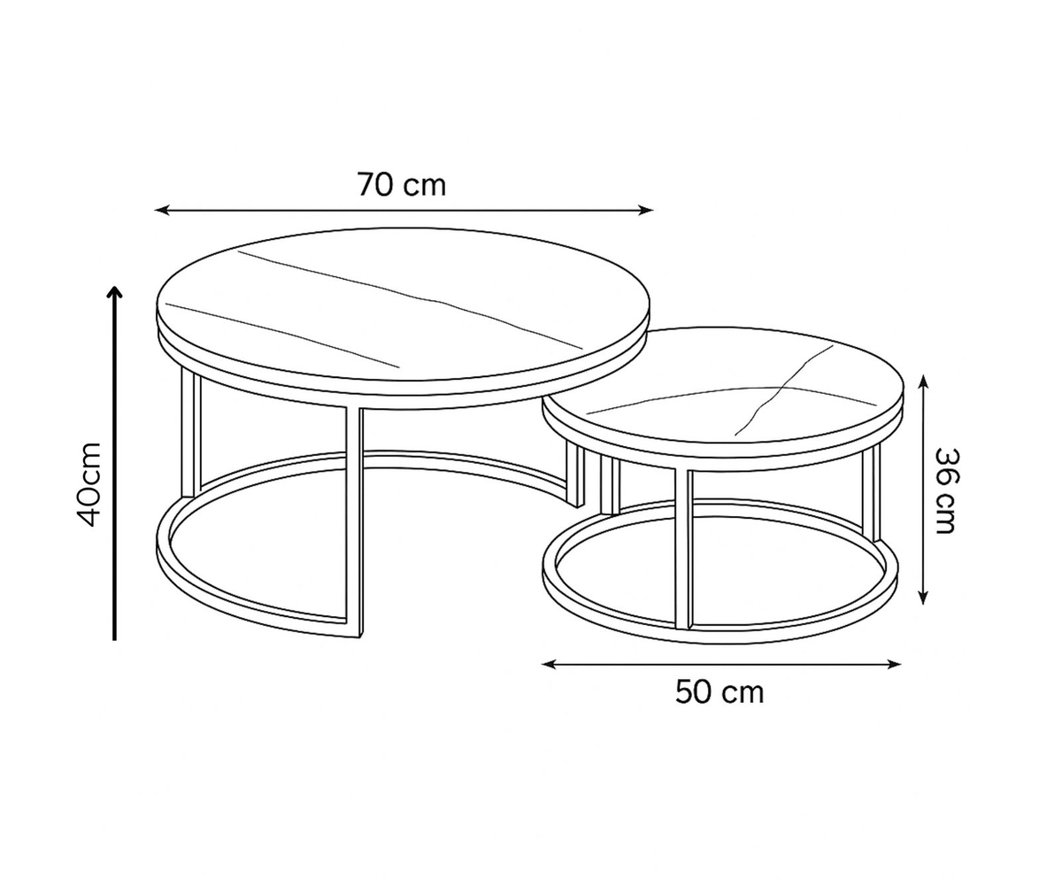 Set tavolina RUNO Sag Metal, Hiri imitim mermeri