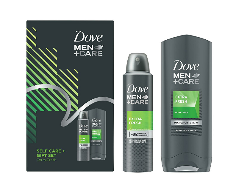 Set për kujdes të trupit Dove Men+Care Extra Fresh, Xhel dushi 400 ml + Spraj antiperspirant 150 ml