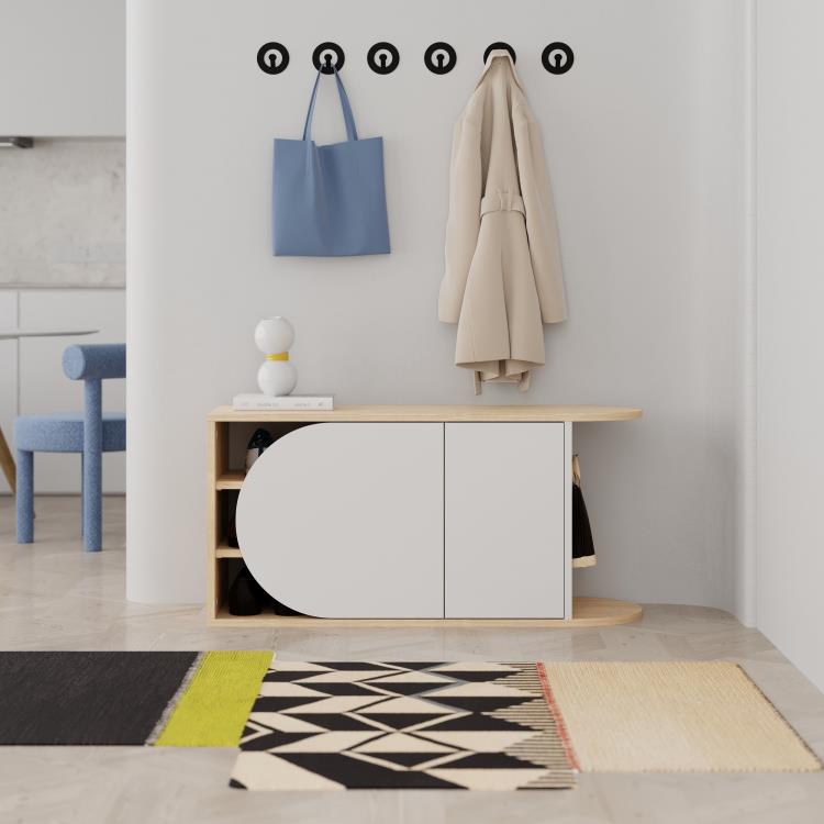 Stol për koridor Decortie Nova 50x104x37cm, kafe e hapur/bardhë