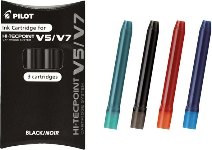 Rimbushje stilolapsi Pilot V5 V7 Eco Cartridge System, bojë blu, set 3 copë