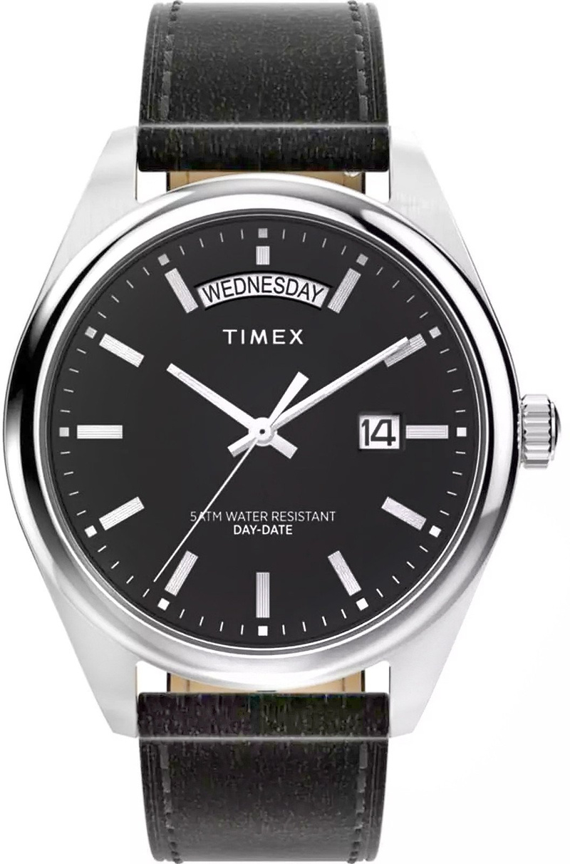 Ora burrash Timex Legacy TW2W57400, 41mm, rrip lëkure, e zezë