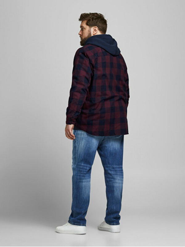 Këmishë Jack&Jones PLUS JJEGINGHAM Loose Fit, e kuqe e errët