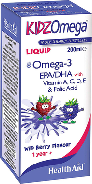 Shurup Kidz Omega (Vitamin A, C, D, E, Omega-3 EPA/DHA) nga HealthAid, 200ml