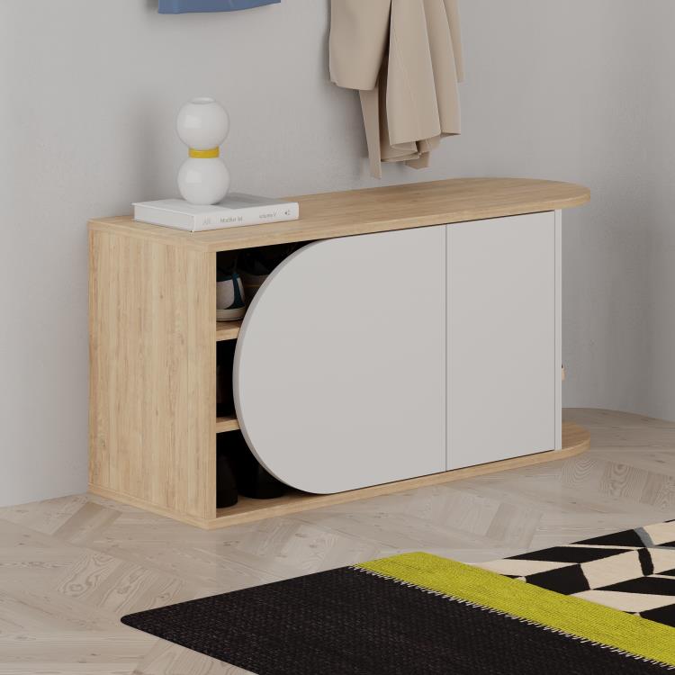 Stol për koridor Decortie Nova 50x104x37cm, kafe e hapur/bardhë