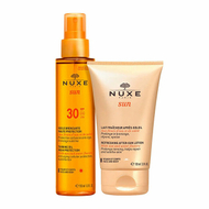 Set Nuxe Sun Tanning Oil Gift Set, vaj për nxirje SPF 30 150 ml + losion pas diellit 100 ml