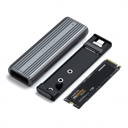 Kuti për disk Satechi USB-C NVMe & SATA SSD, e hirtë