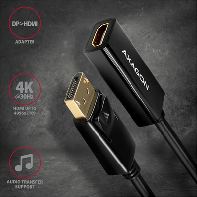 Përshtatës AXAGON DisplayPort - HDMI 1.4, 4K @ 30Hz