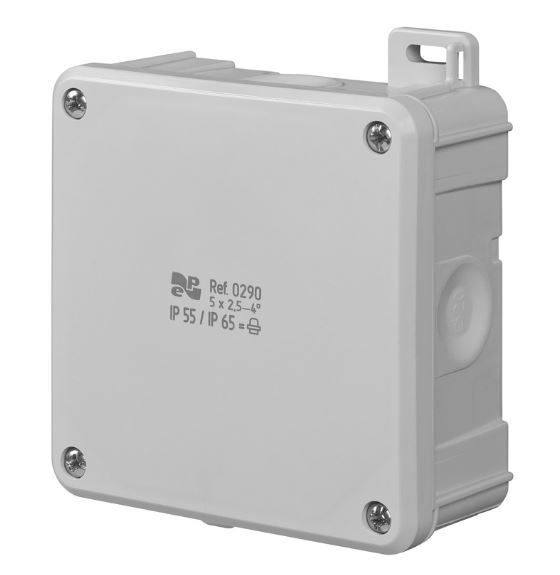 Kuti për instalime elektrike ELEKTRO-PLAST NASIELSK 2K IP55/IP65 98 x 98 x 46mm (0290-04) Kuti për instalime elektrike ELEKTRO-PLAST NASIELSK 2K IP55/IP65 98 x 98 x 46mm (0290-04)