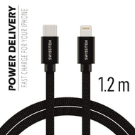 Kabllo tekstili Swissten USB-C / Lightning, 1.2m, e zezë