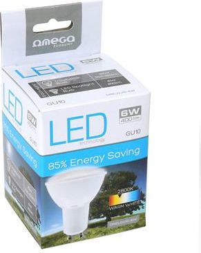 Omega LED Рефлектор GU10 6W 400 lm 2800K Топла Бела