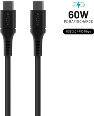 Kabllo karikimi dhe për të dhëna FIXED Liquid silicone USB-C - USB-C, USB 2.0, PD 60W, 0.5m, e zezë