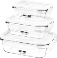 Enë ushqimore prej qelqi Lamart, 3 copë, transparente 