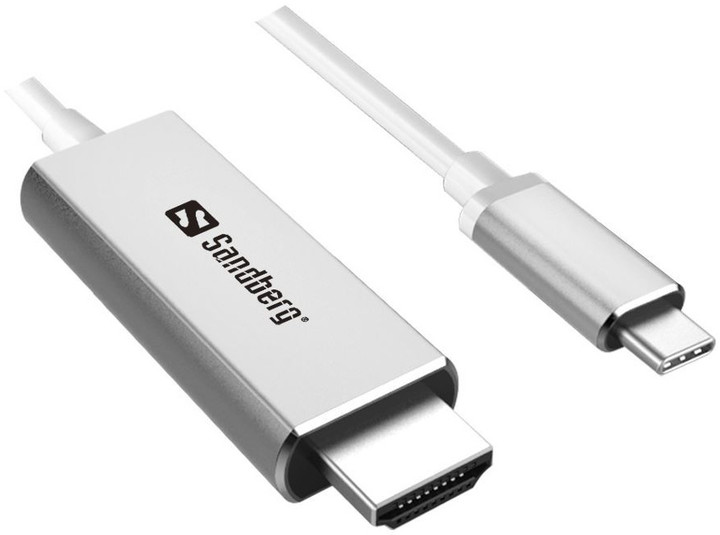 Kabllo lidhëse Sandberg, USB-C në HDMI, 2m, e bardhë Kabllo lidhëse Sandberg, USB-C në HDMI, 2m, e bardhë