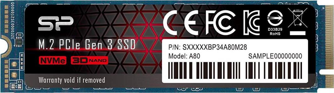 Disk SSD Silicon Power P34A80, 512GB, M.2 2280 PCI-E x4 Gen3 NVMe Disk SSD Silicon Power P34A80, 512GB, M.2 2280 PCI-E x4 Gen3 NVMe