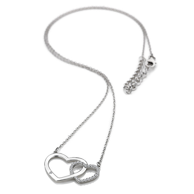 Hot Diamonds Bliss Пендант со Преклопени Срца од Стерлинг Сребро со Бел Топаз