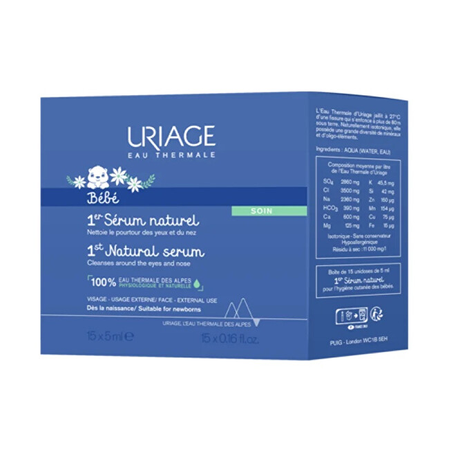 Ujë termal Uriage 1st Natural Serum Bebe, 15 x 5 ml