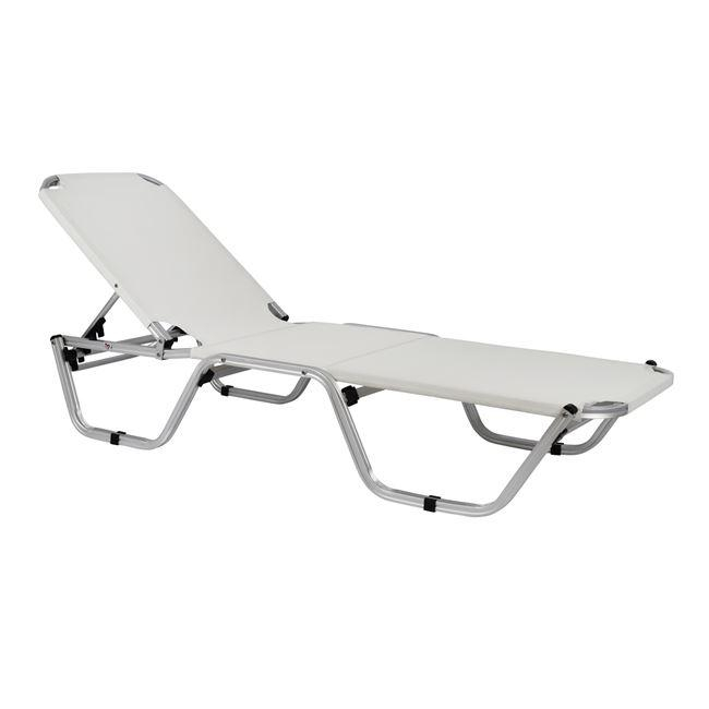 Shezllon profesional alumini, 195×53–60×30 cm (HM5071.03), bardhë