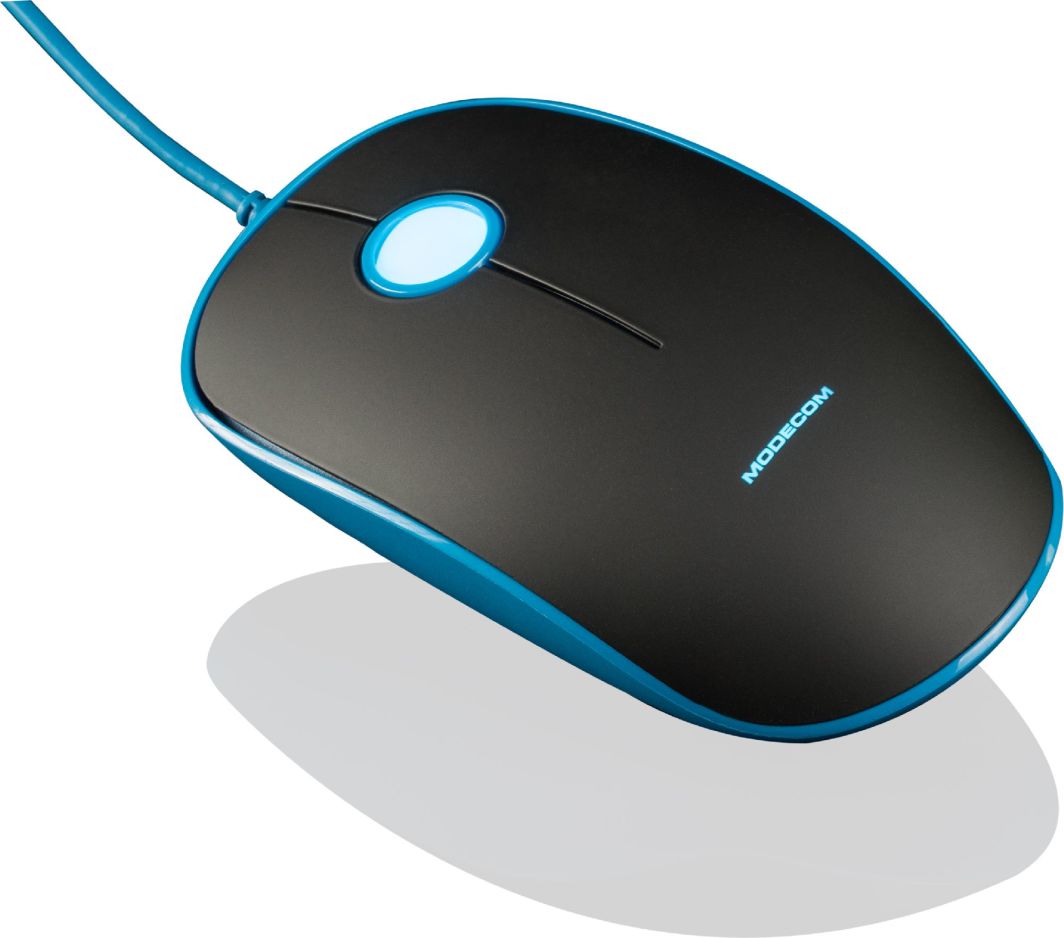 Maus Modecom M111, me kabllo, USB, i zi dhe i kaltërt