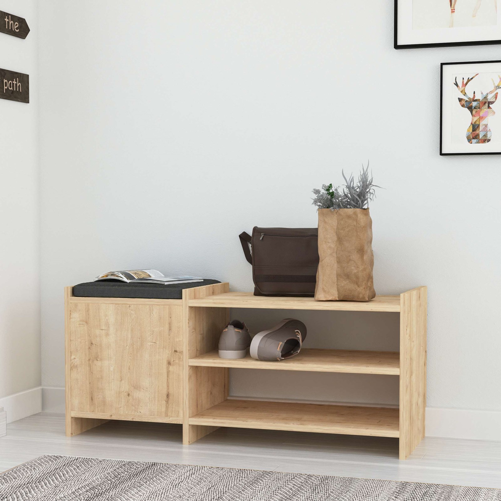 Stol për koridor Decortie Sunno, kafe e hapur (100x35x44 cm)
