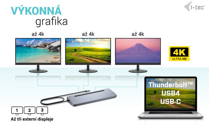Docking Station i-tec USB-C Metal Ergonomic, 3x 4K Display, PD 100W