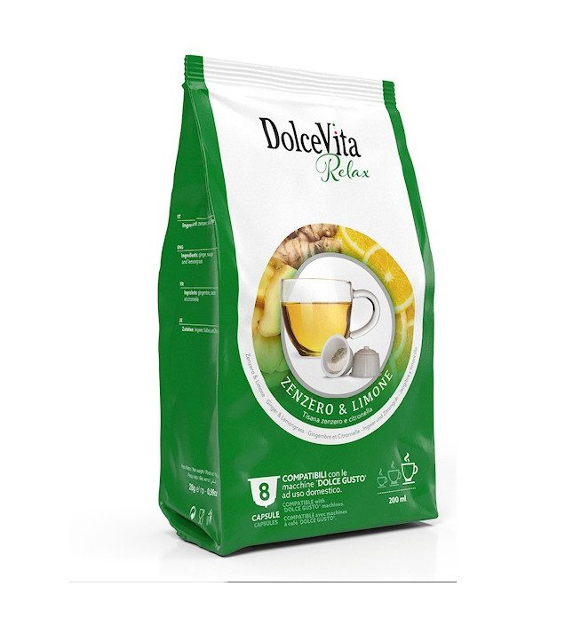 Dolce Vita çaj me xhinxher dhe limon, përzierje kompatibile me Dolce Gusto® (8 kapsula