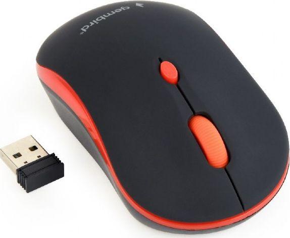 Maus Gembird MUSW-4B-03-R, wireless, USB, i zi dhe i kuq