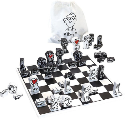 Lojë tavoline Chess Keith Haring, prej druri