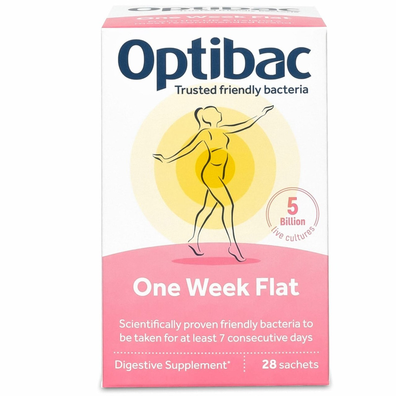 Probiotik në formë të pluhurit Optibac One Week Flat, 28 qeska