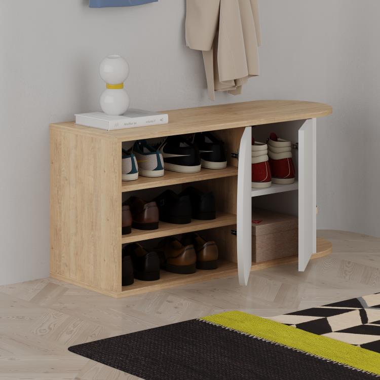 Stol për koridor Decortie Nova 50x104x37cm, kafe e hapur/bardhë