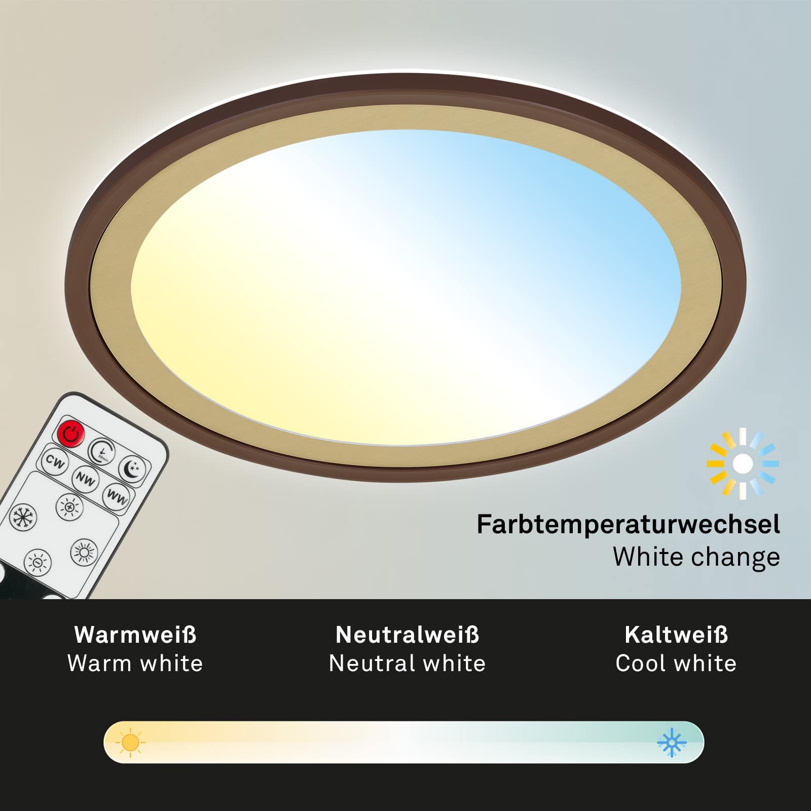 Ndriçues Briloner Led 42 cm, 22W, 3000 lm, kafe/ari