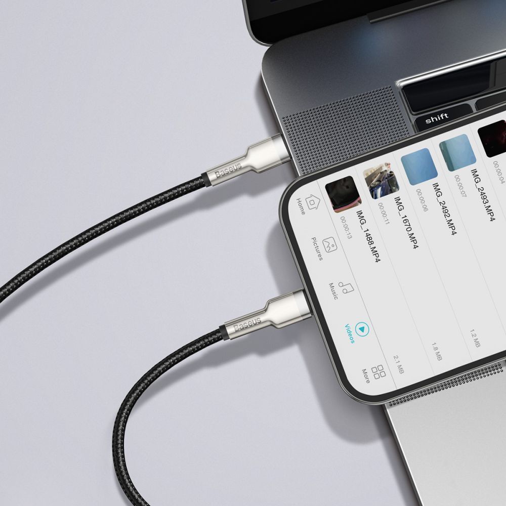 Kabllo USB Baseus (CATLJK-01), USB-C në Lightning, 0.25 m, e zezë