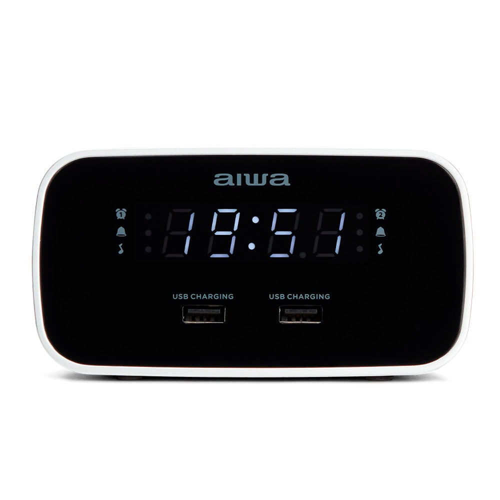 Orë Zgjuese me Radio FM, Dy Alarme dhe Mbushes USB AIWA CRU-19BK