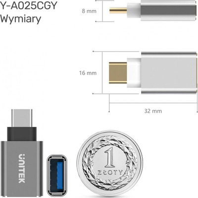 Reduktor USB A - USB C, hiri