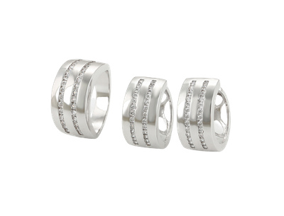 Set Xuping - unazë + vathë të veshura me platin UVPAB, argjendtë/bardhë, 15.70 mm