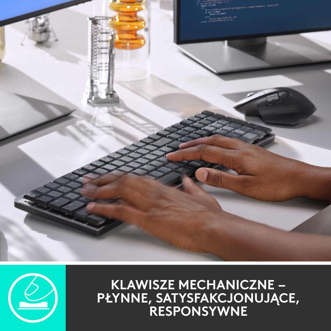 Tastierë wireless Logitech MX Mechanical Wireless, US, grafit