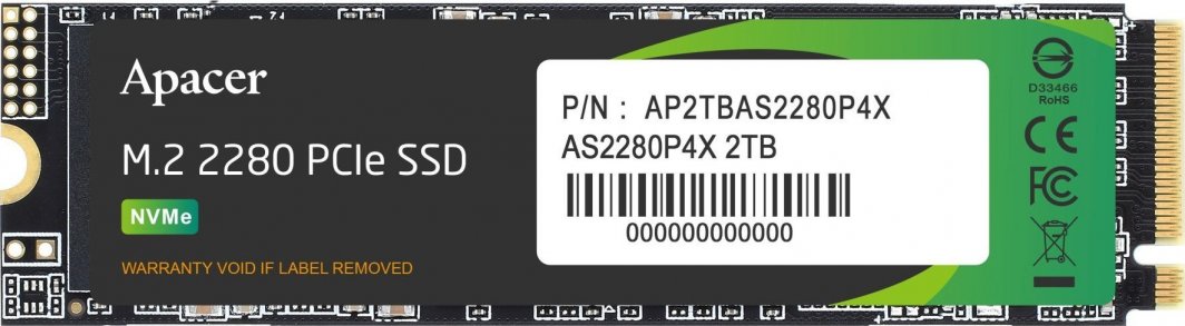 Disk SSD Apacer AS2280P4X, 2TB, M.2 2280 PCI-E x4 Gen3 NVMe