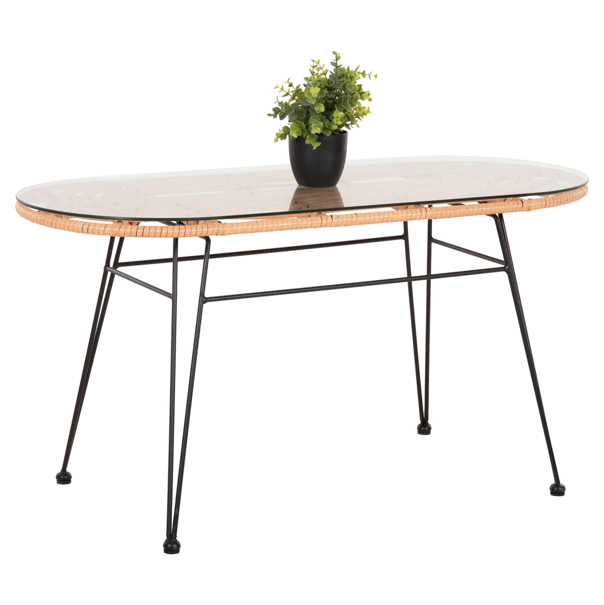 Tavolinë për kafe ovale për ambient të jashtëm Allegra 100×45×51,5 cm (HM5695.11), bezhë/ zezë