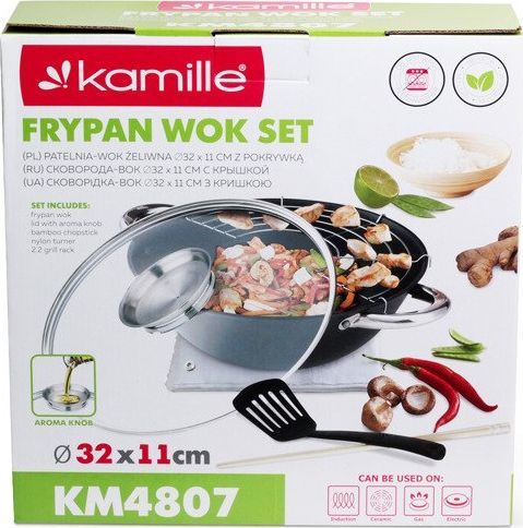 Tenxhere me kapak Kamille, 32 cm, e zezë
