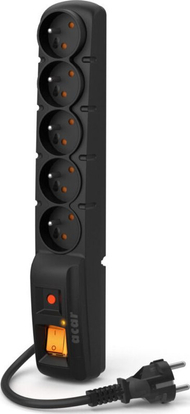 Kabllo Acar F5 (W0101), me mbrojtës ndaj mbingarkesës, 5x priza, 3m, e zezë Kabllo Acar F5 (W0101), me mbrojtës ndaj mbingarkesës, 5x priza, 3m, e zezë