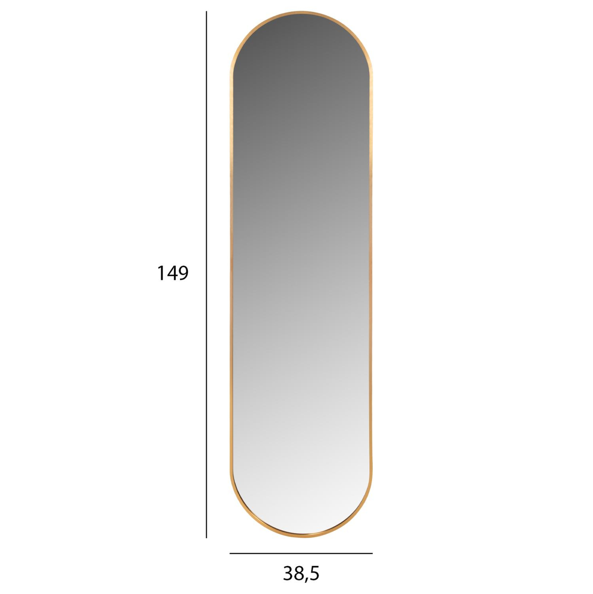 Pasqyrë muri e gjatë ovale 38,5x4x149Hcm (HM9581.30), ari