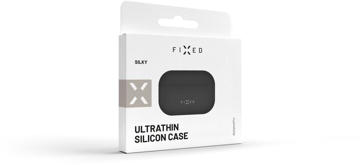 Mbrojtëse silikoni FIXED Silky për Apple Airpods Pro, e zezë