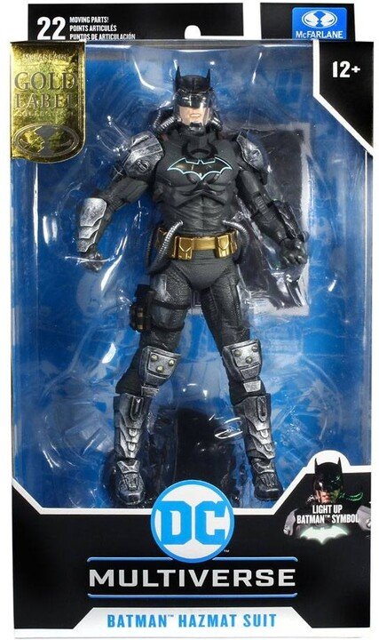 Figurë DC Comics - Batman Hazmat Suite Gold Label, e ndritshme