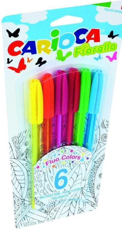 Set stilolapsash Carioca Fiorella, 6 ngjyra, fluorescent