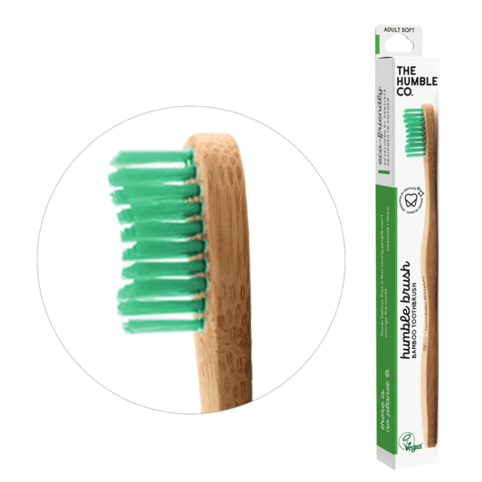Brushë për të rritur The Humble Co., bambu, me fije të buta, gjelbër