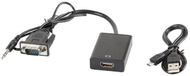 Kabllo Lanberg HDMI AV - D-Sub (VGA) + Jack 3.5 mm (AND-0021-BK), e zezë