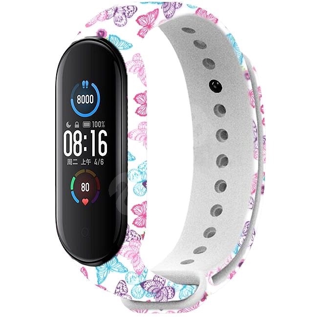 Rrip RhinoTech për Xiaomi Mi Band 3/4, i bardhë / motiv fluturash Rrip RhinoTech për Xiaomi Mi Band 3/4, i bardhë / motiv fluturash
