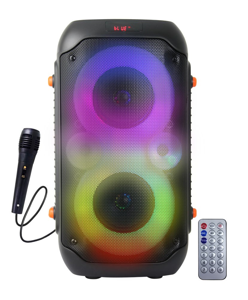 Комплет звучници и микрофон Esperanza EP156, Bluetooth, FM, RGB LED, 20W, црн