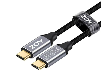 Kabllo ZOY USB-C - USB-C, 1m, e zezë/ e argjendë