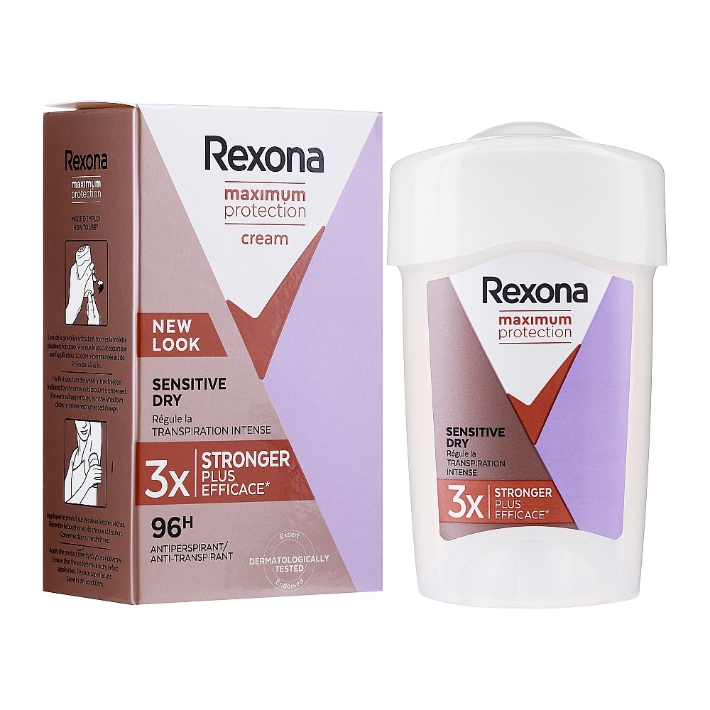 Deodorant Rexona Cream Maximum Protection Sensitive Dry, 45 ml