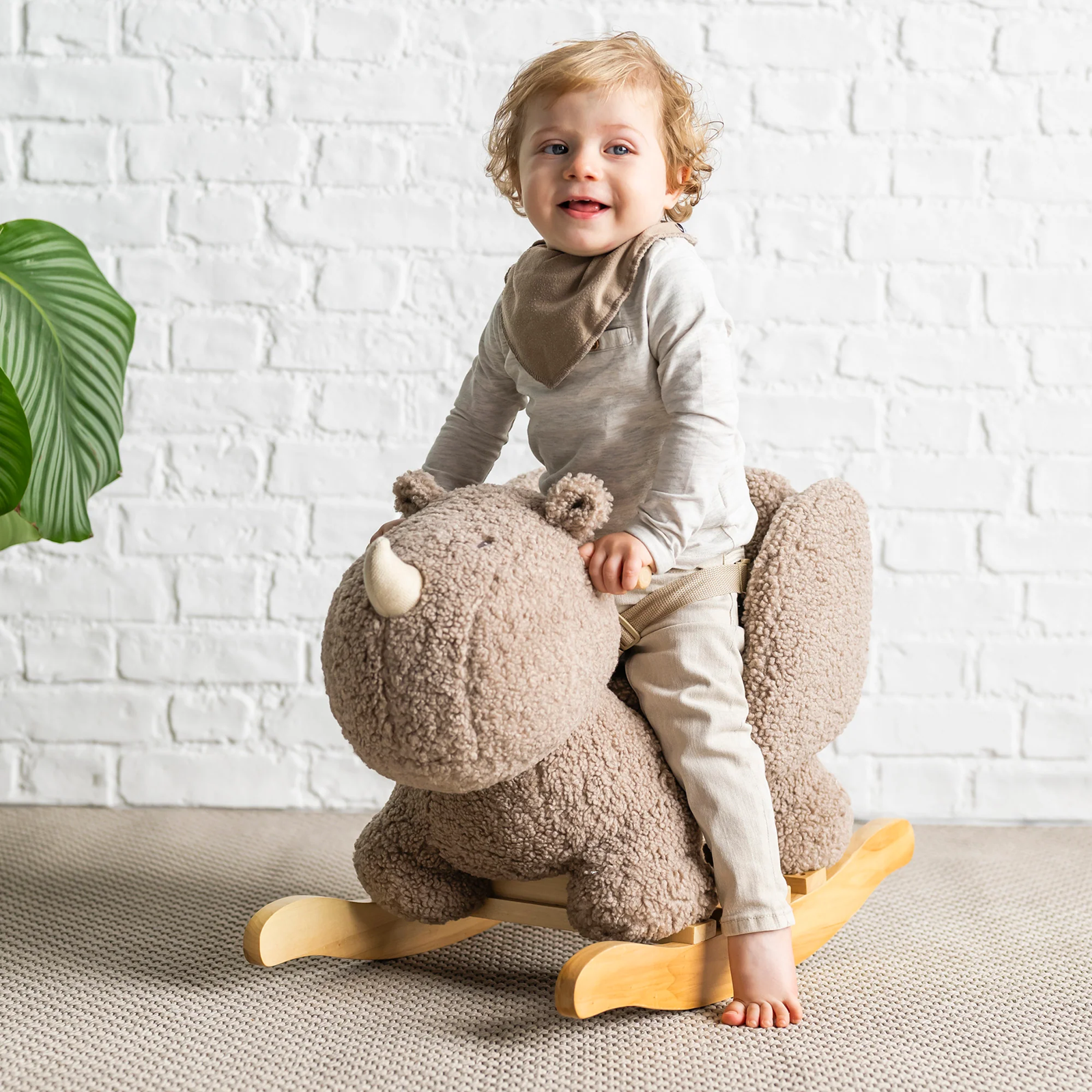Karrige lëkundëse Nattou Rhino Teddy, Taupe